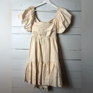 NWOT En Saison Juliet Bow Back Babydoll Dress in Cream Size Small
